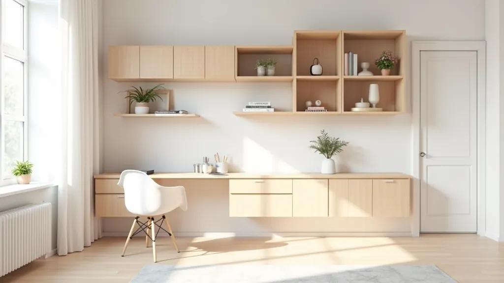 Wall-mounted modular storage system in contemporary Jūrmala home